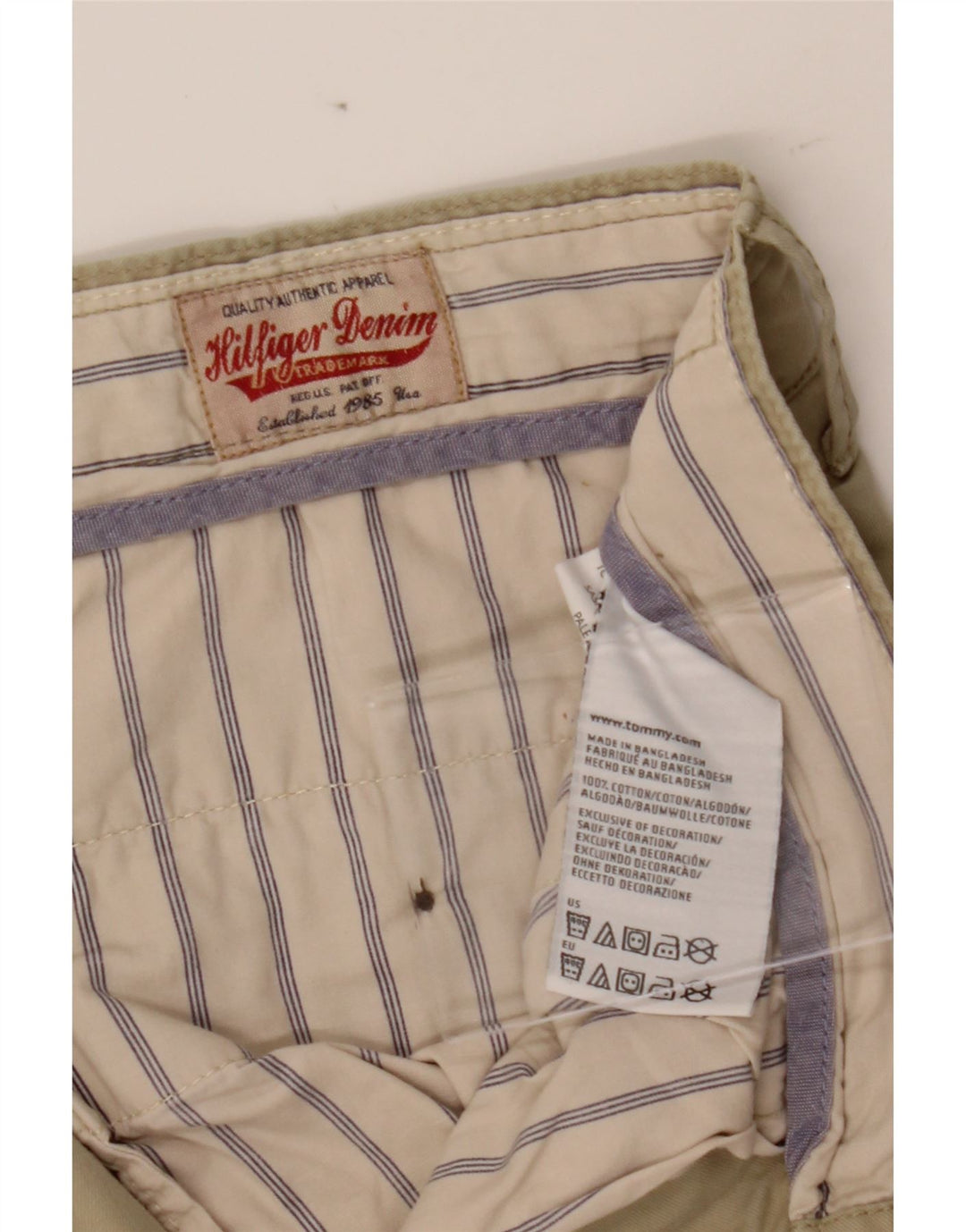 TOMMY HILFIGER Mens Straight Chino Trousers W32 L29 Beige Cotton Vintage Tommy Hilfiger and Second-Hand Tommy Hilfiger from Messina Hembry 