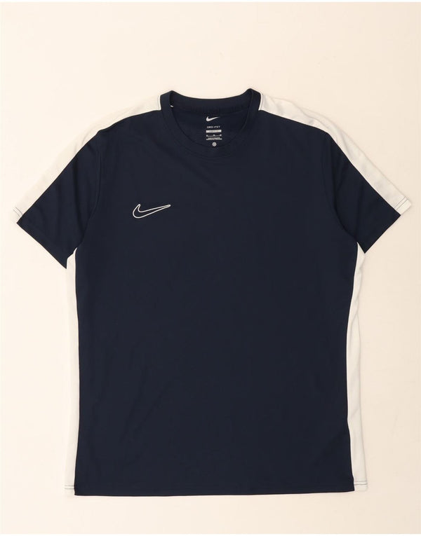 Camiseta Nike masculina Dri Fit Slim Fit Top XL Azul marinho Colourblock Poliéster