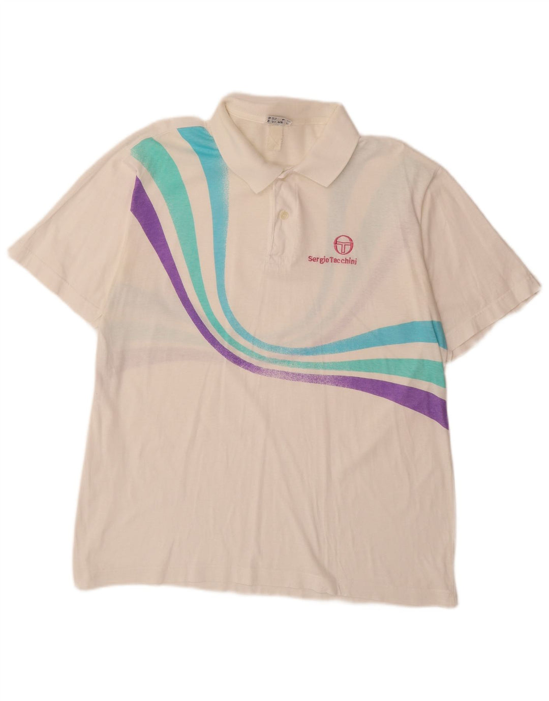 SERGIO TACCHINI Camisa polo masculina EU 52 grande listrada branca
