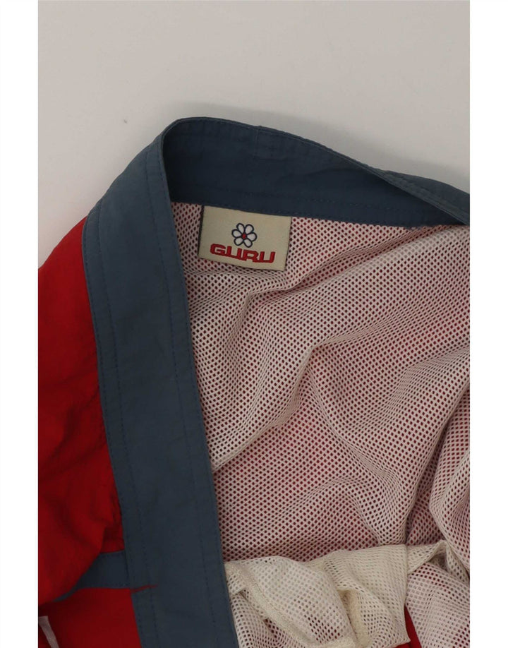 Guru Mens Graphic Natação Shorts Grande Colorblock Vermelho