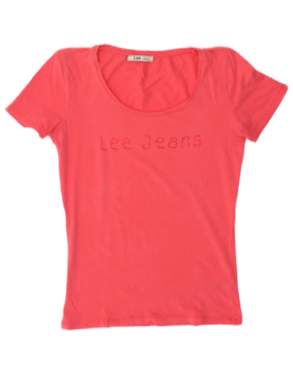 Camiseta feminina Lee com estampa gráfica UK 12 algodão rosa médio