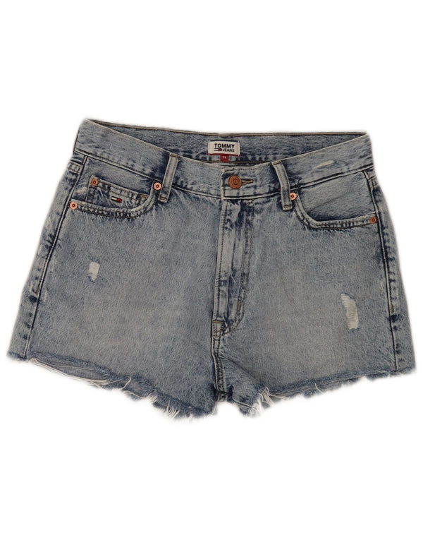 Tommy Hilfiger Womens High Waist Distressed Denim Shorts W28 Medium Blue