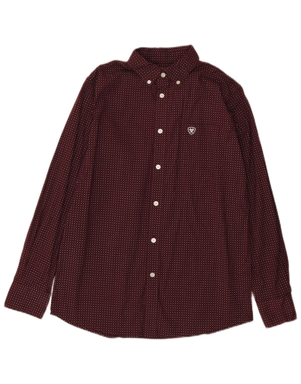 Camisa Ariat Menino 15-16 Anos XL Algodão Manchado Borgonha