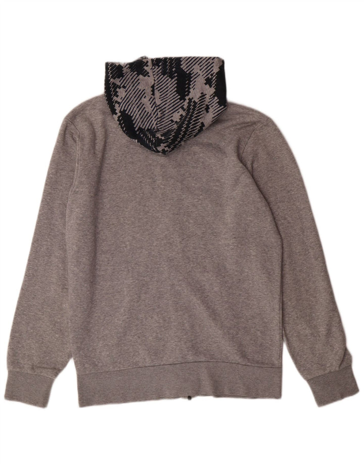 ADIDAS Mens Zip Hoodie Suéter Pequeno Algodão Geométrico Cinza