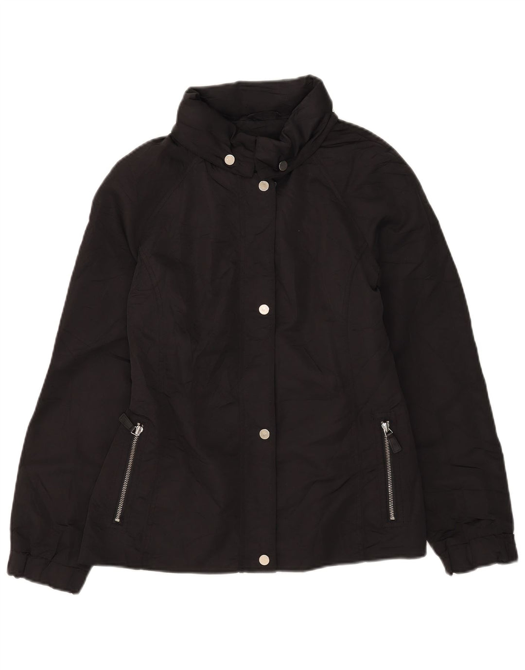 Jaqueta corta-vento feminina Massimo Dutti com capuz Reino Unido 14 poliéster preto médio