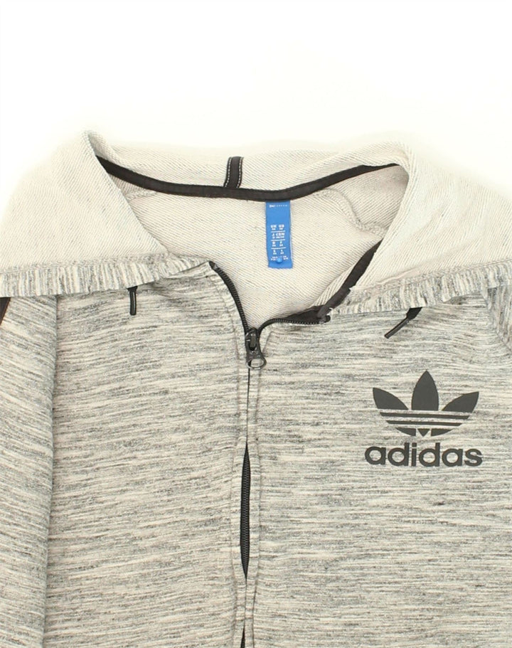 ADIDAS Mens Zip Hoodie Sweater Médio Algodão Cinza