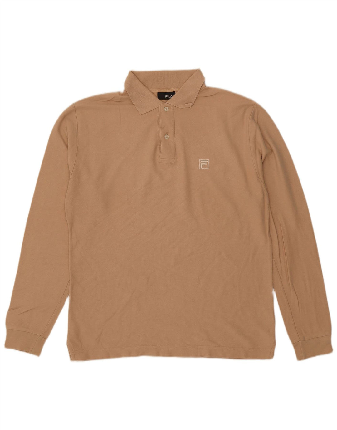 Camisa polo masculina Fila manga comprida algodão bege médio