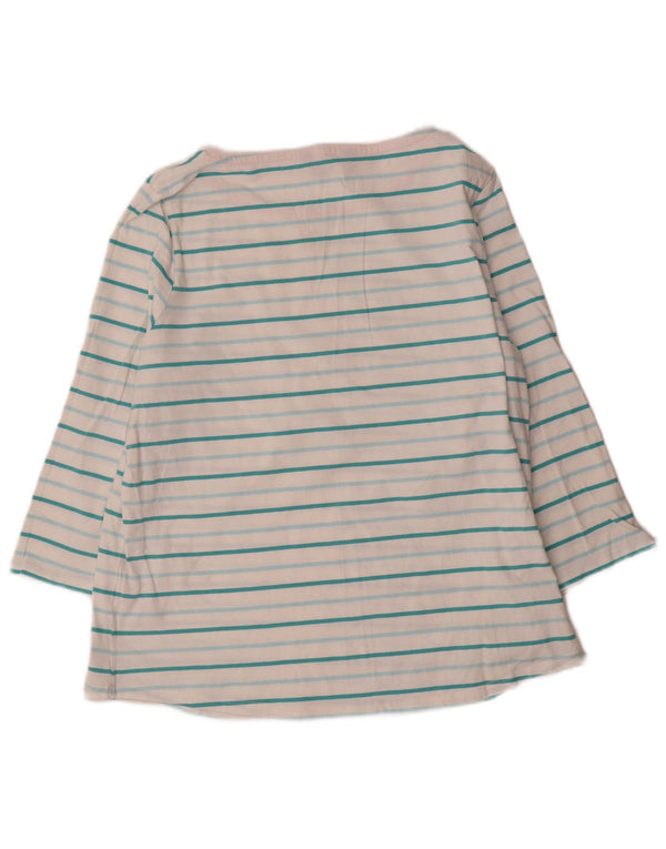 Crew Clothing Top feminino manga 3/4 Reino Unido 16 grande algodão listrado branco