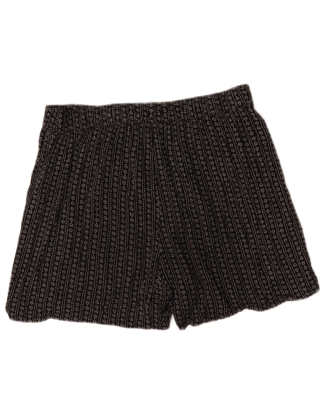 Shorts feminino Marks & Spencer com padrão abstrato Reino Unido 12 médio W34 preto