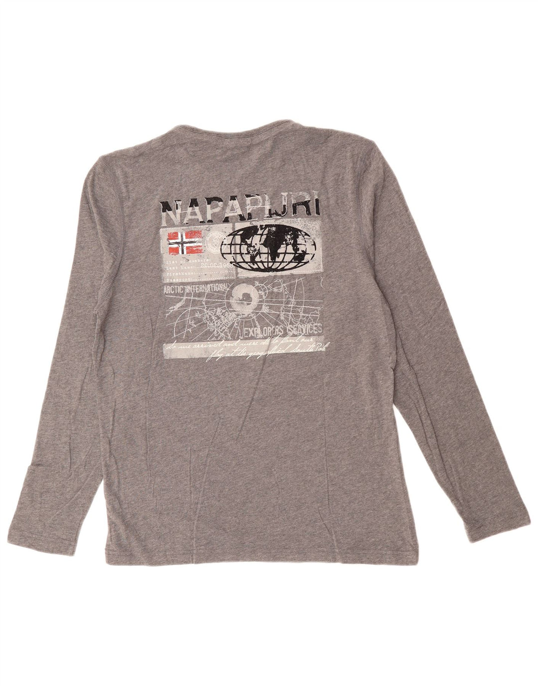 Top gráfico masculino NAPAPIJRI manga comprida cinza médio