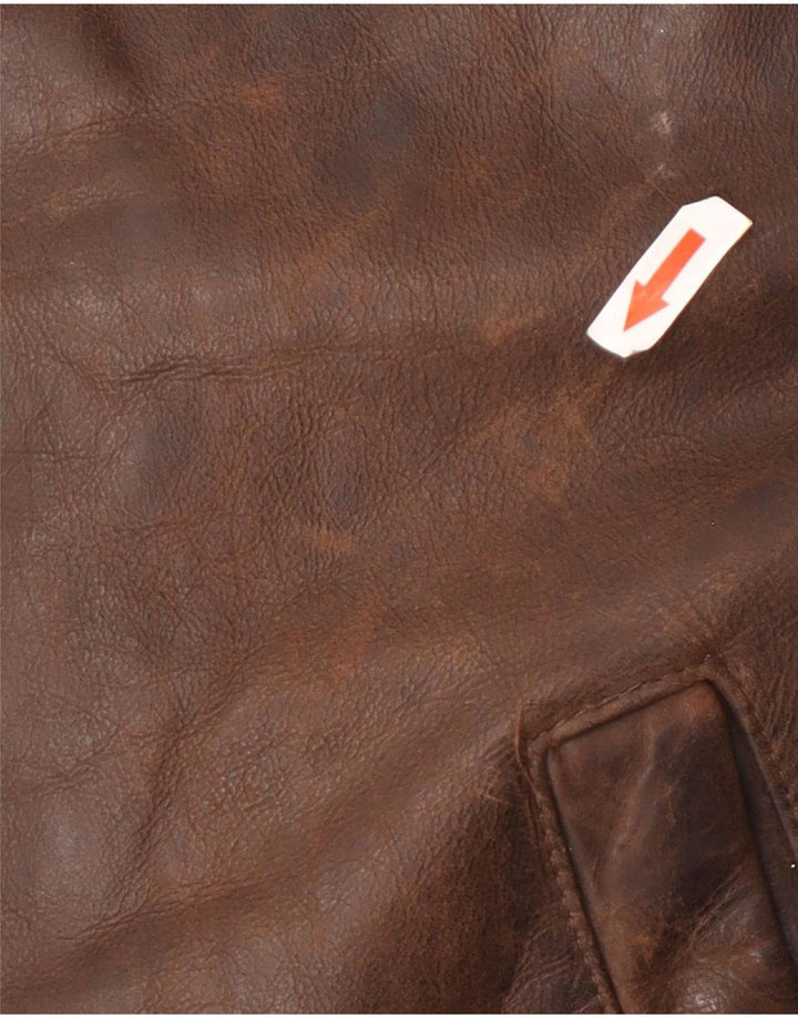 Jaqueta de couro masculina vintage UK 44 2XL marrom