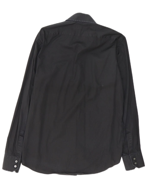 Camisa masculina de ajuste regular Hugo Boss tamanho 39 15 1/2 preto médio