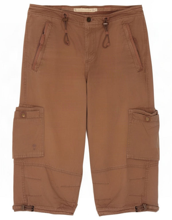 Fat Face Womens Cargo Capri Calças UK 14 Grande W34 L20 Algodão Marrom