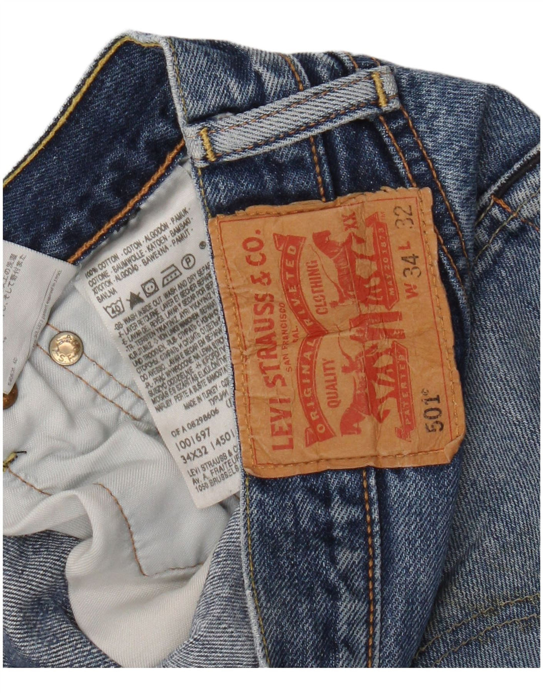 Levi's Masculino 501 Straight Jeans W34 L32 Azul Algodão