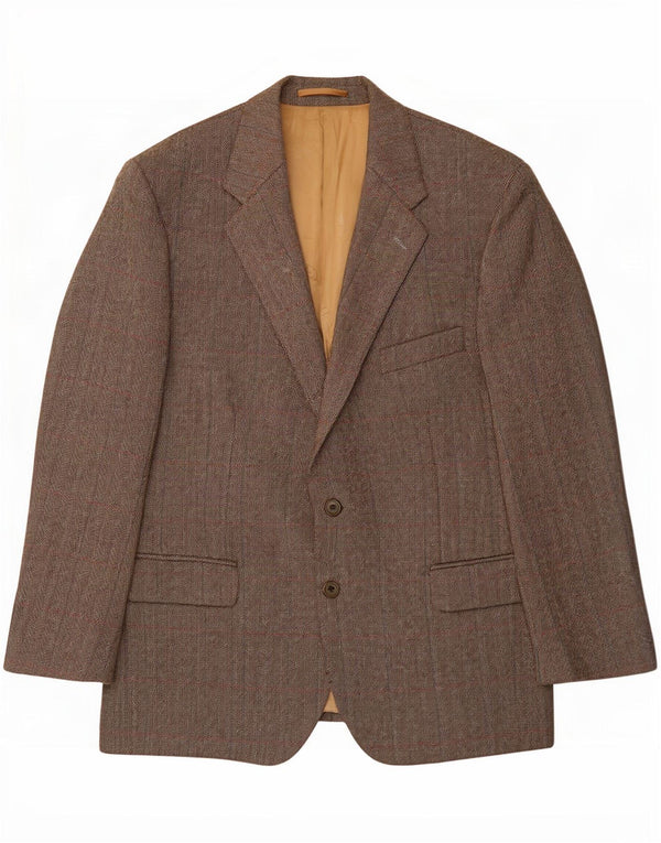 Jaqueta blazer masculina Magee com 2 botões UK 46 3XL cinza espinha de peixe nova lã