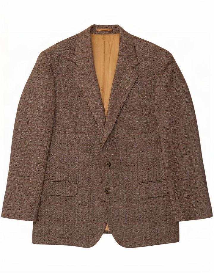 Jaqueta blazer masculina Magee com 2 botões UK 46 3XL cinza espinha de peixe nova lã