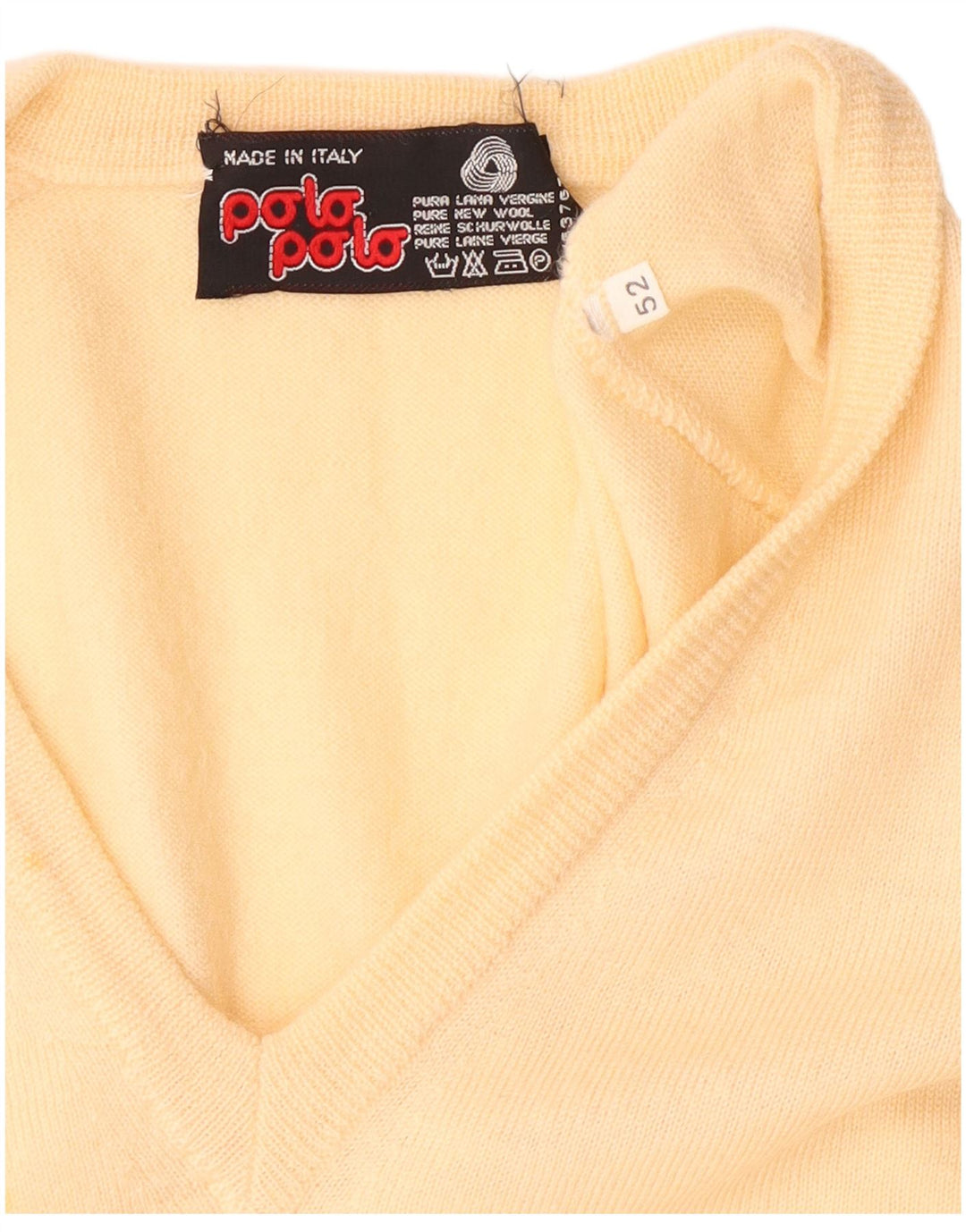 POLO masculino com decote em V colete regata IT 52 grande lã virgem amarela