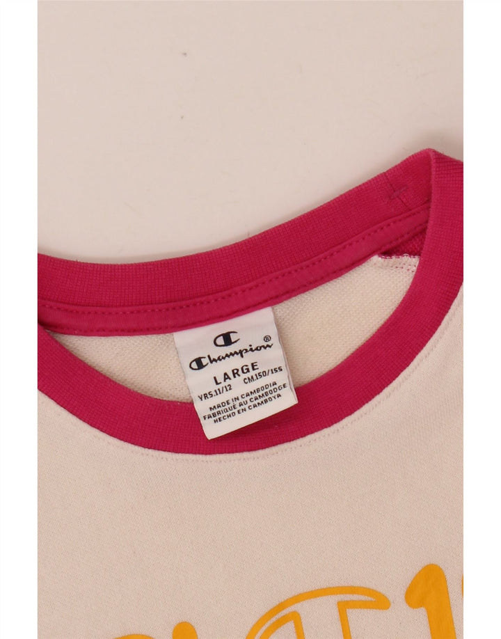 CHAMPION Suéter feminino 11-12 anos grande bloco colorido rosa