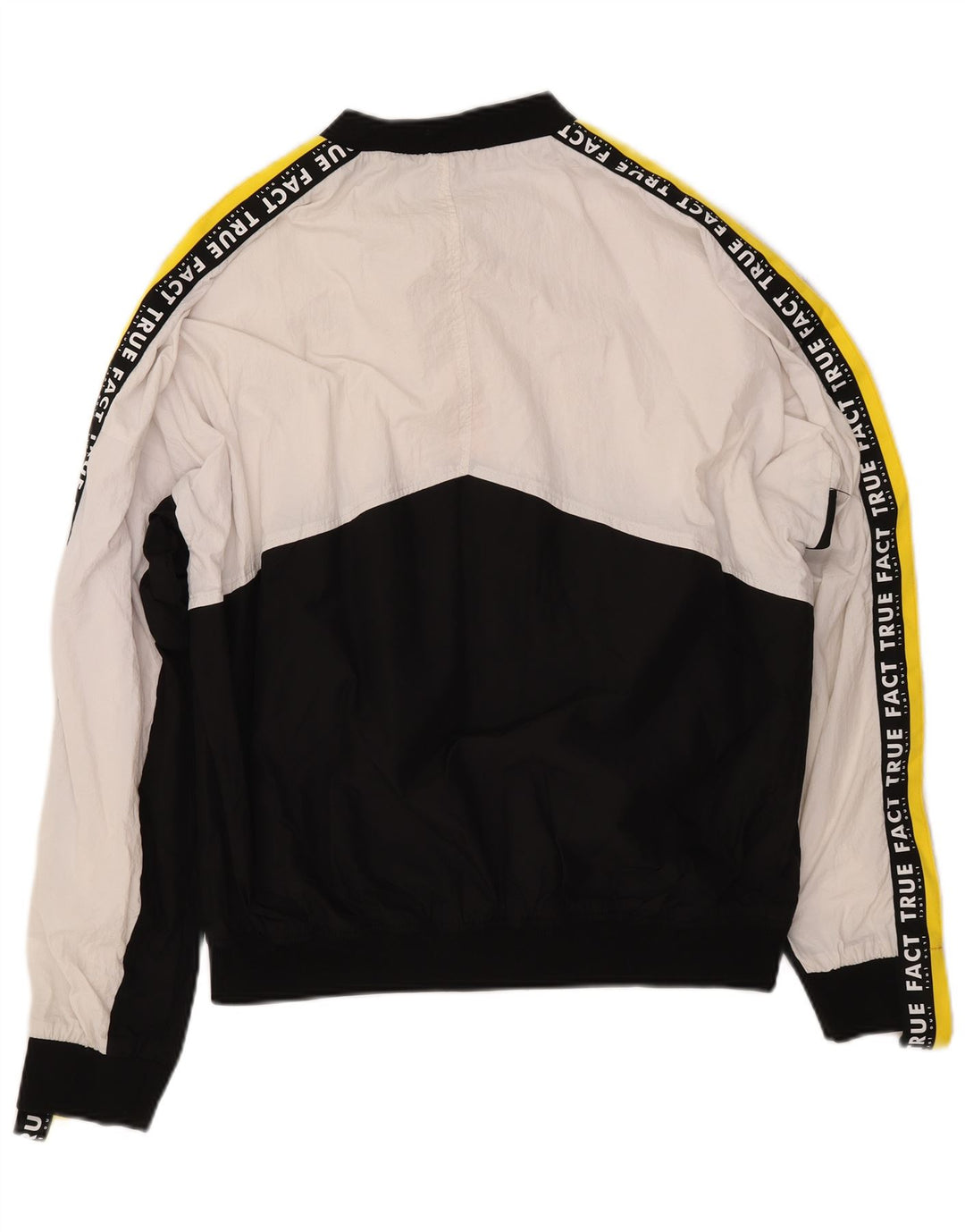 Jaqueta corta-vento masculina ZARA Graphic UK 40 grande bloco colorido branco