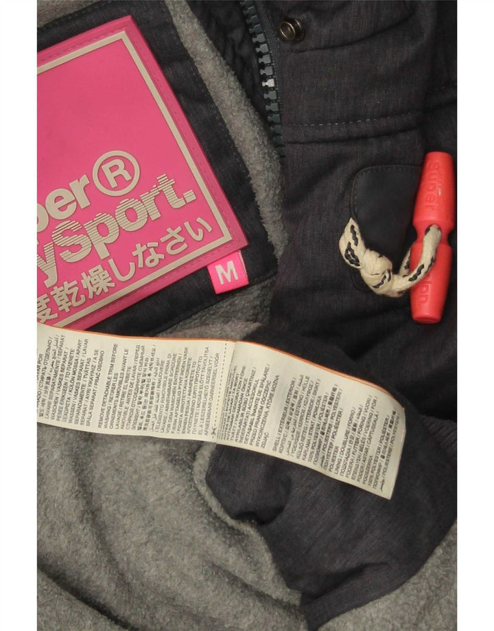 Jaqueta acolchoada com capuz feminina Superdry UK 12 poliéster azul marinho médio