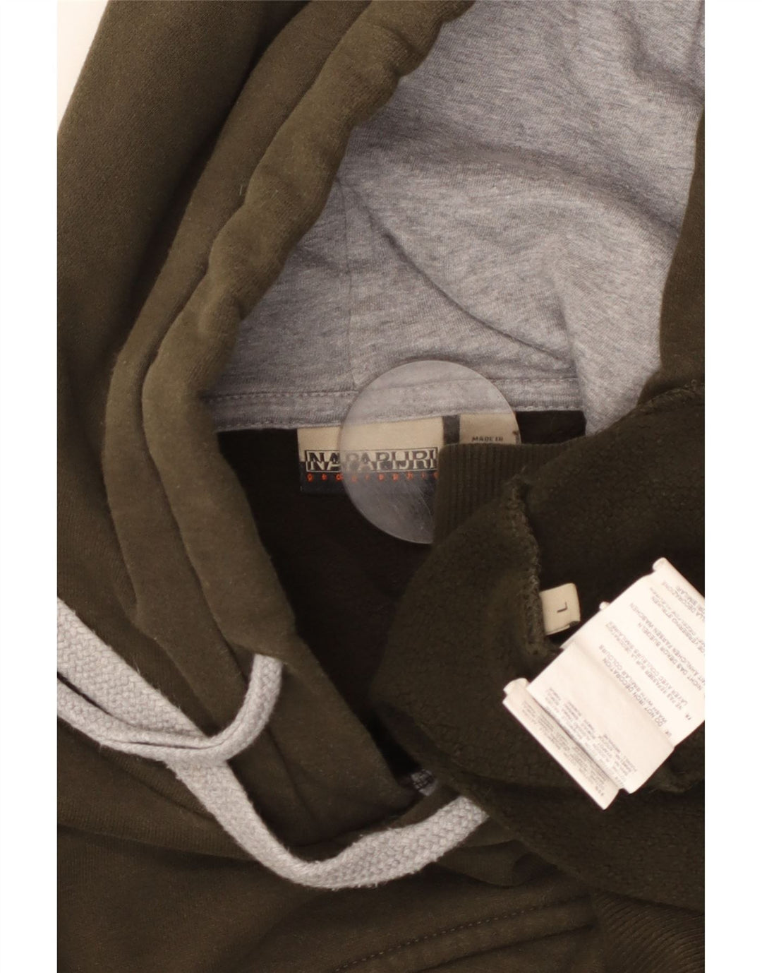 NAPAPIJRI Suéter masculino com capuz gráfico geográfico grande de algodão cáqui