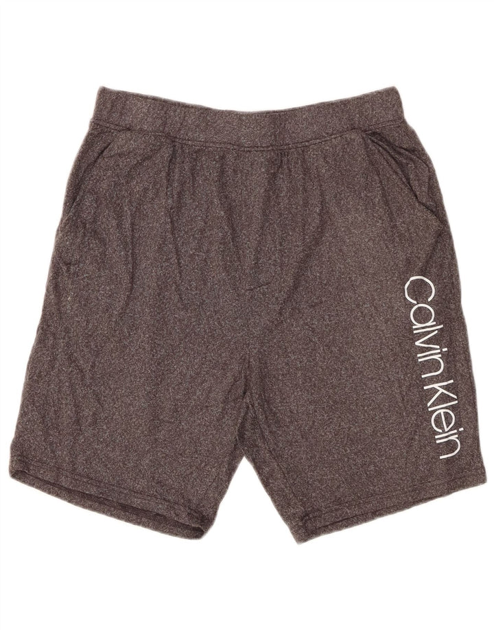 CALVIN KLEIN Mens Graphic Sport Shorts Poliéster manchado cinza médio