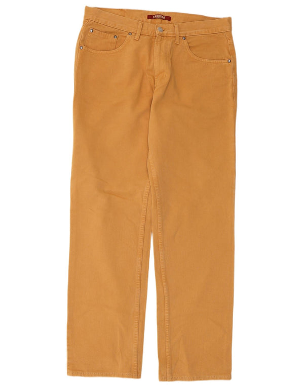 Carrera Calça masculina reta casual W34 L31 algodão amarelo