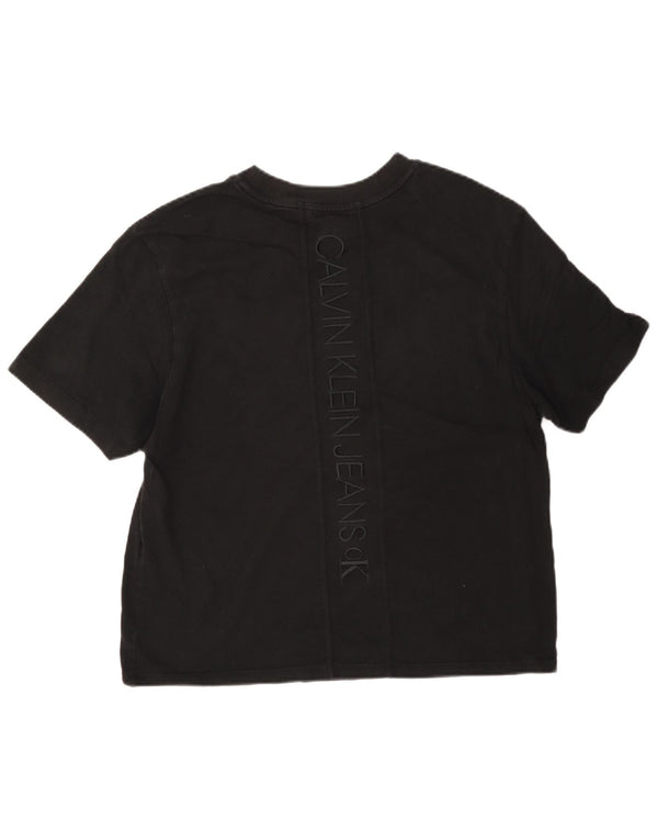 Calvin Klein Jeans Camiseta Feminina Crop Graphic Top UK 14 Médio Preto