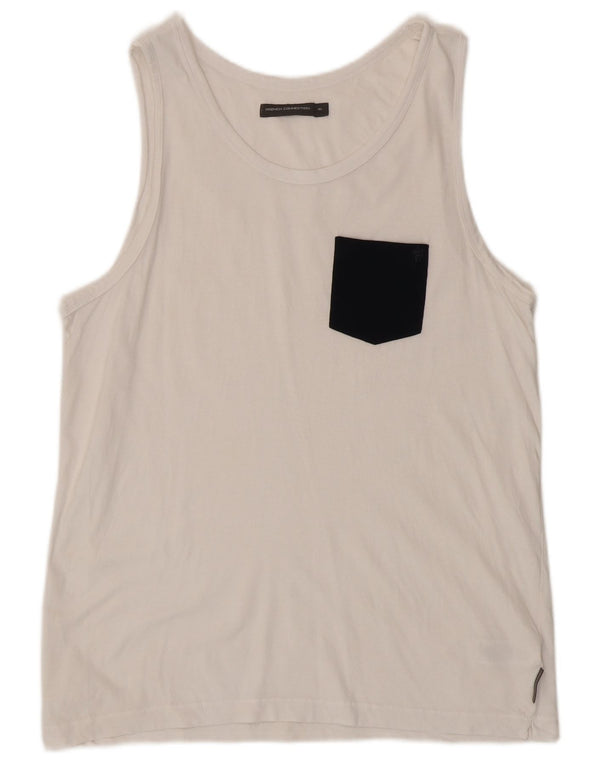 Colete feminino French Connection UK 18 XL branco algodão colorblock