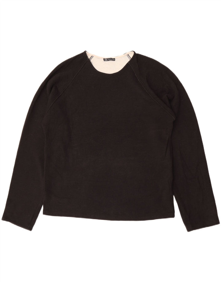 Zara Womens Oversized Sweatshirt Jumper Reino Unido 16 Grande Poliéster Preto