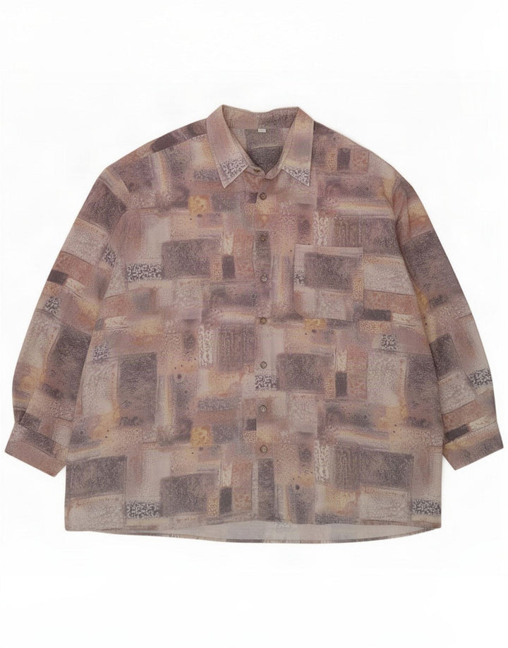 Camisa masculina com estampa abstrata vintage tamanho 48 3XL multicolorida