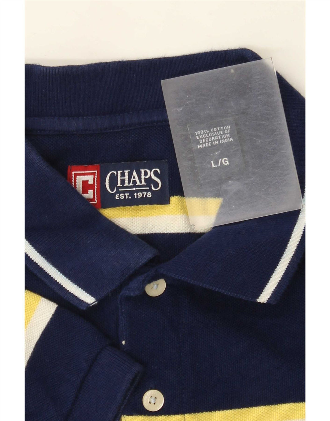 Camisa polo masculina Chaps grande algodão listrado azul marinho