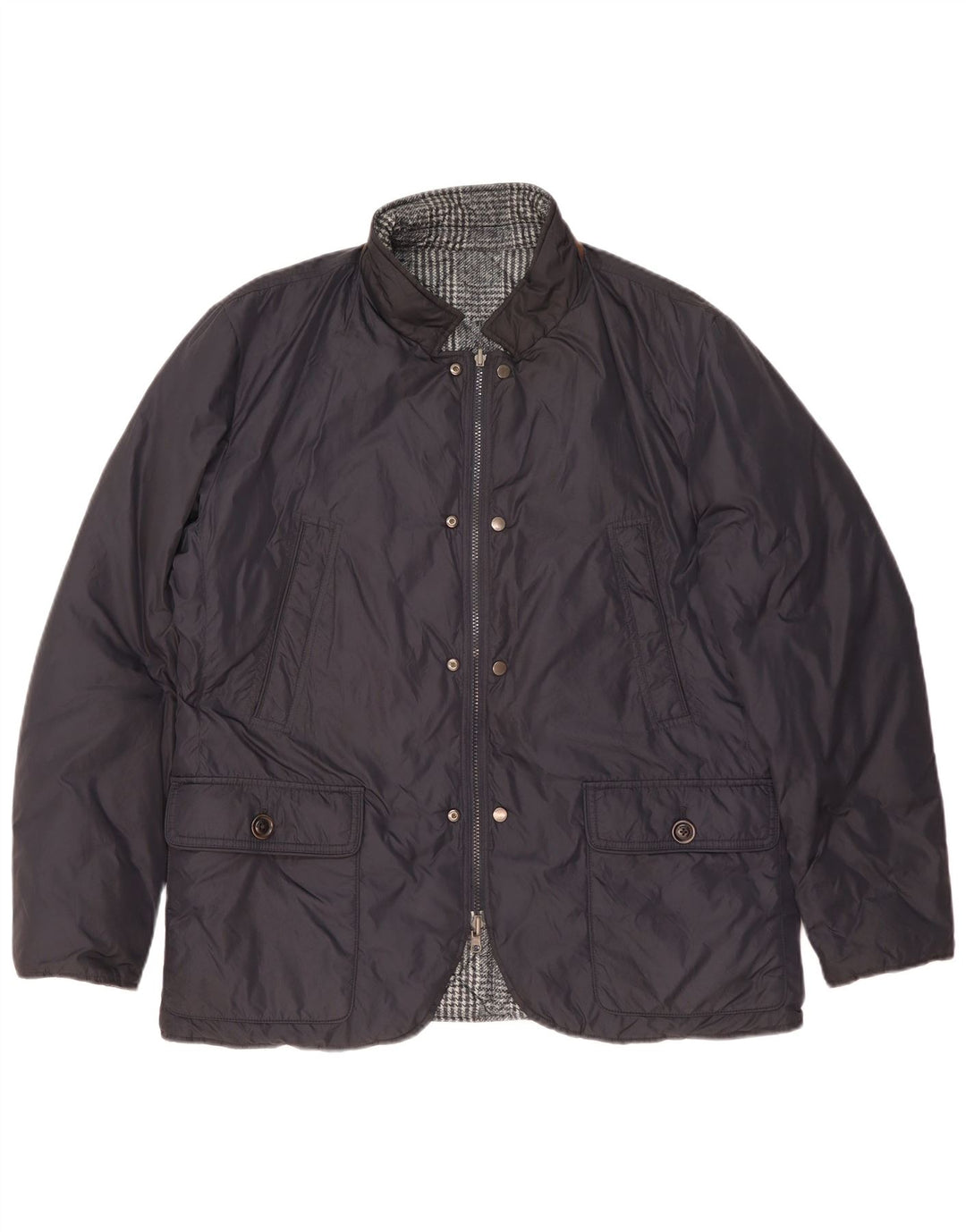 Jaqueta acolchoada reversível masculina Henry Cottons UK 42 XL azul marinho