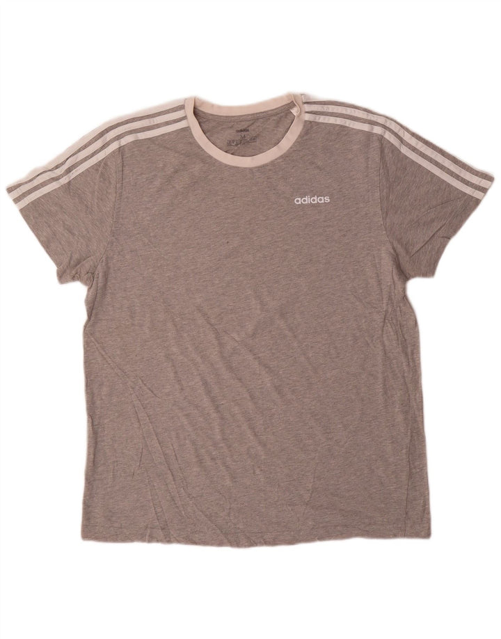 Camiseta feminina Adidas UK 12/14 algodão cinza médio