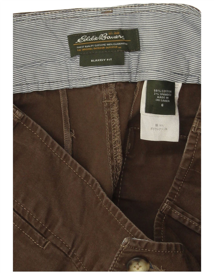 EDDIE BAUER Shorts feminino Blakely Fit Chino EUA 6 médio W30 algodão marrom