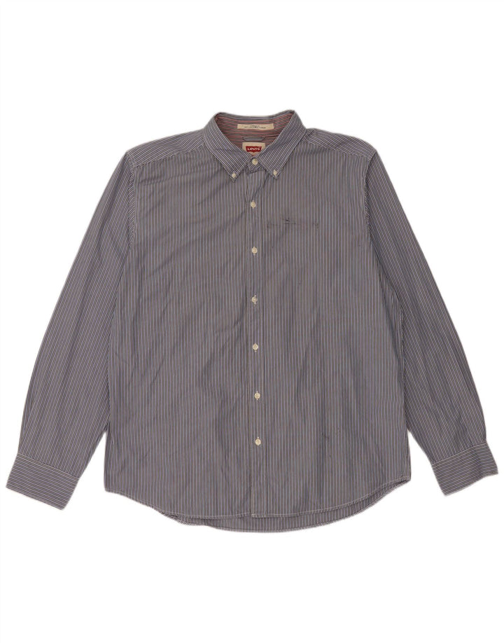 Camisa masculina Levi's Standard Fit XL algodão listrado azul