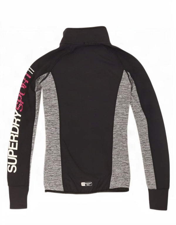 Superdry Womens Graphic Tracksuit Top Jacket UK 6 XS Preto Colourblock