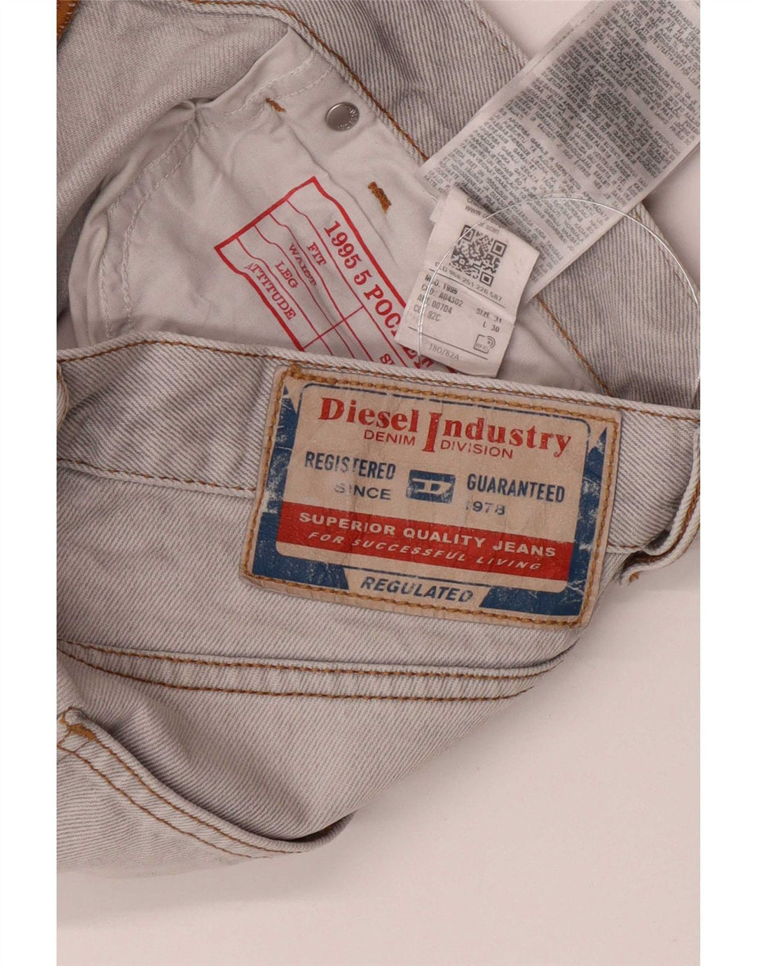 Jeans retos masculinos Diesel W31 L30 algodão cinza