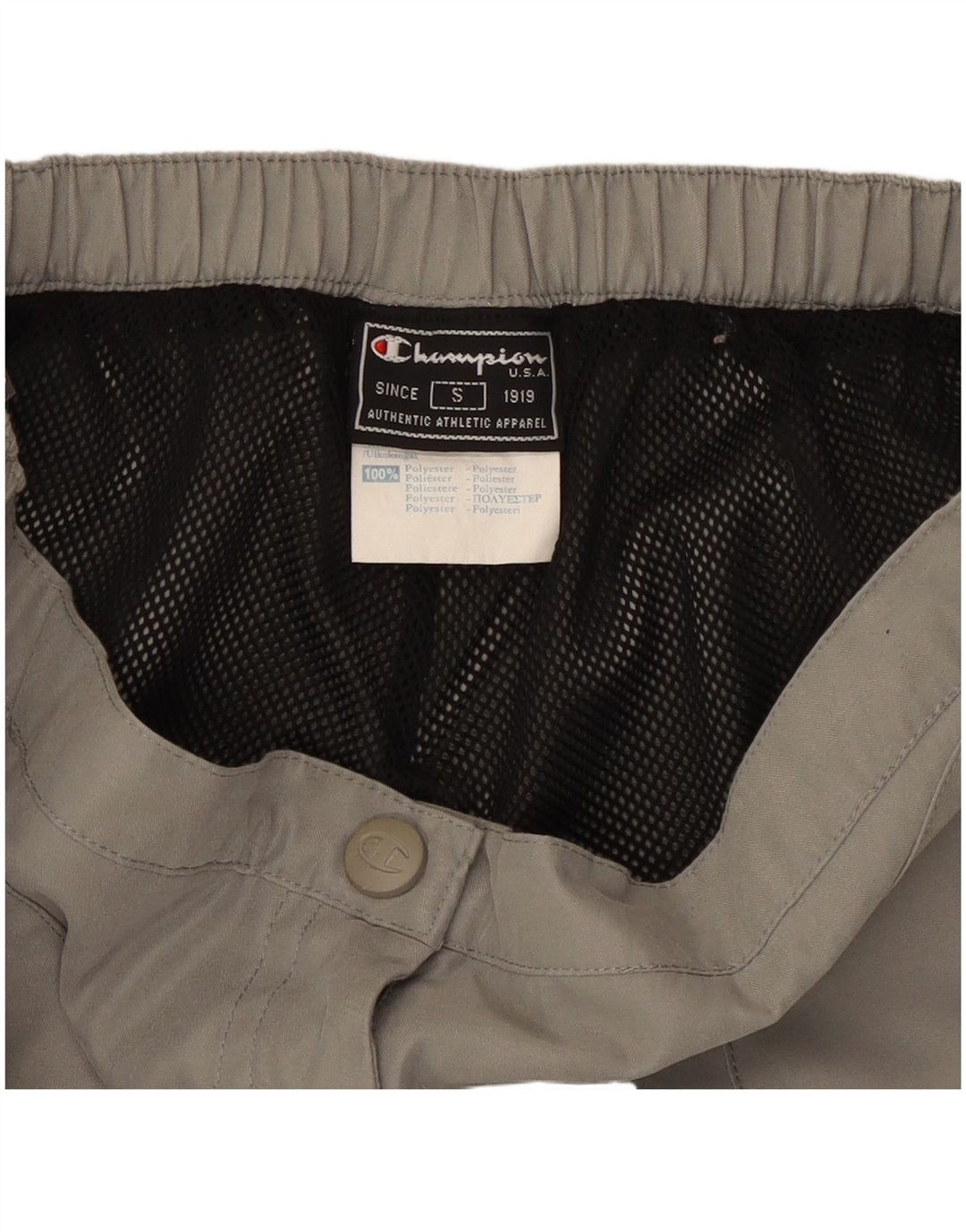 Calça feminina casual reta Champion pequena W26 L30 poliéster cinza