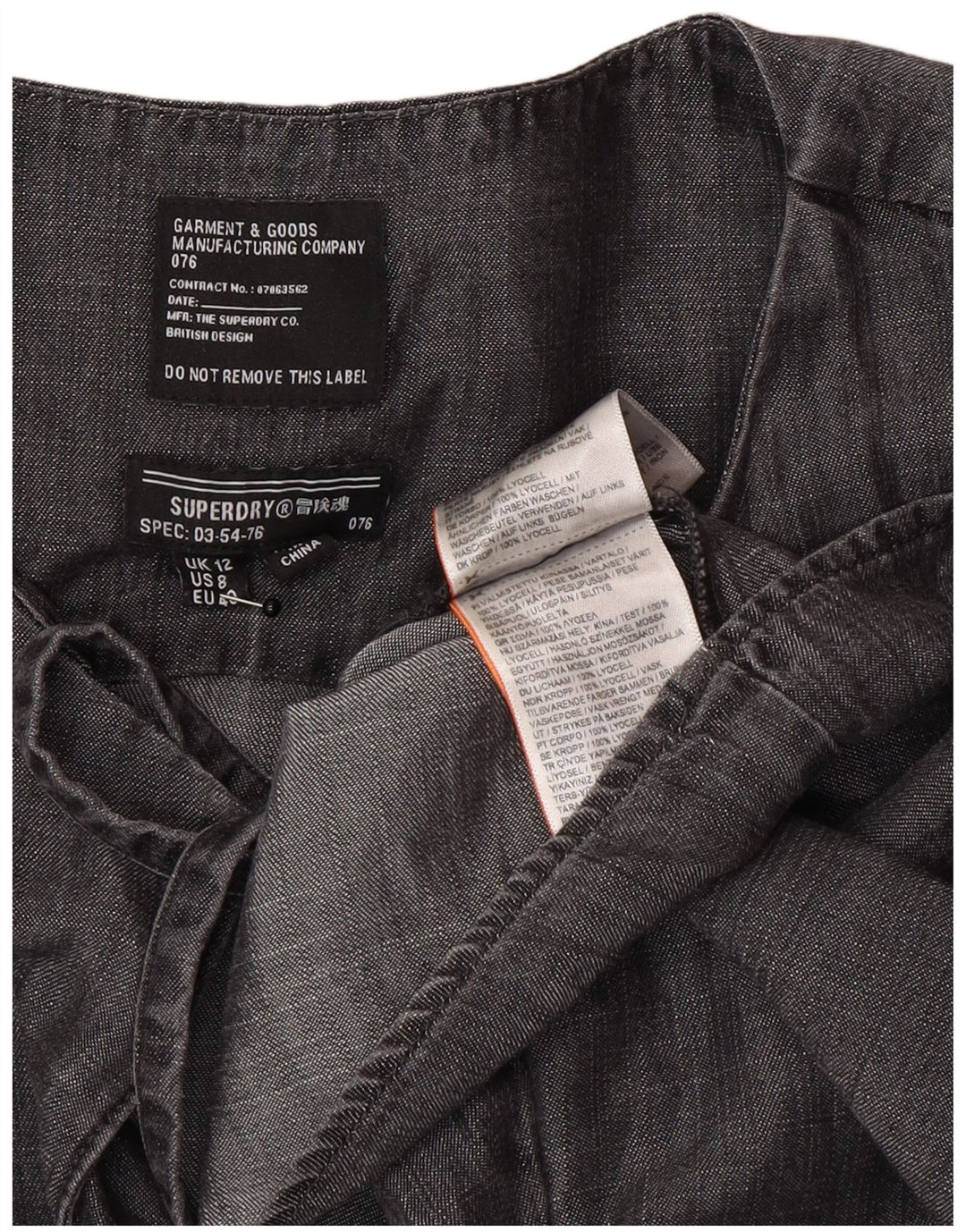 Vestido feminino Superdry manga comprida linha A UK 12 cinza médio Lyocell
