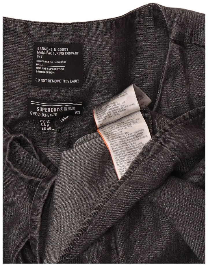 Vestido feminino Superdry manga comprida linha A UK 12 cinza médio Lyocell
