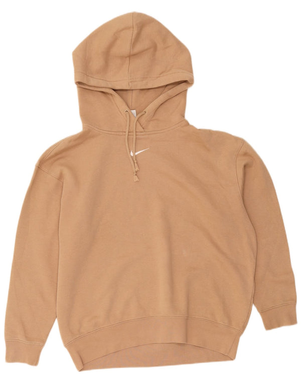 Nike Womens Oversized Hoodie Jumper UK 6 XS Bege Algodão