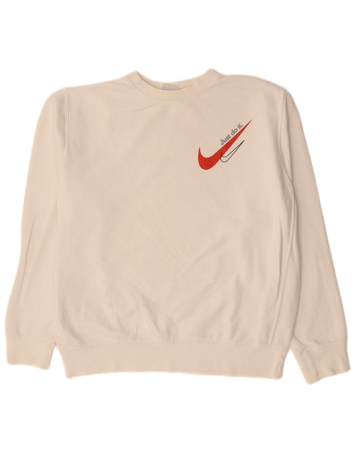 NIKE Mens Moletom Jumper Médio Off White Algodão
