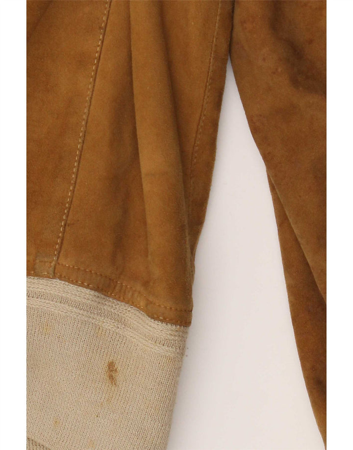 Jaqueta bomber masculina vintage de camurça IT 52 XL couro bege