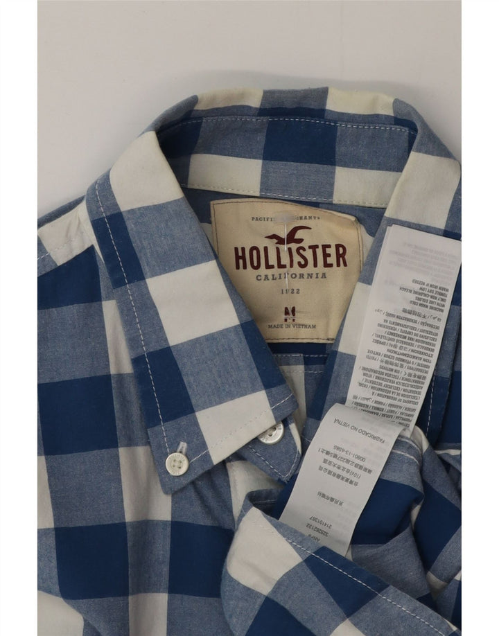 Camisa masculina Hollister de algodão guingão azul médio