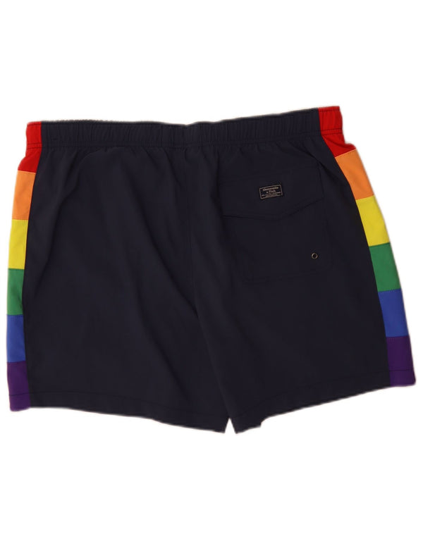 Shorts de natação masculino Abercrombie & Fitch XL azul colorido bloco esportivo