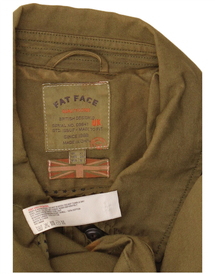 Jaqueta militar feminina Fat Face UK 12 algodão cáqui médio