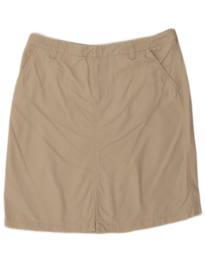EDDIE BAUER Saia reta feminina EUA 12 grande W34 algodão bege