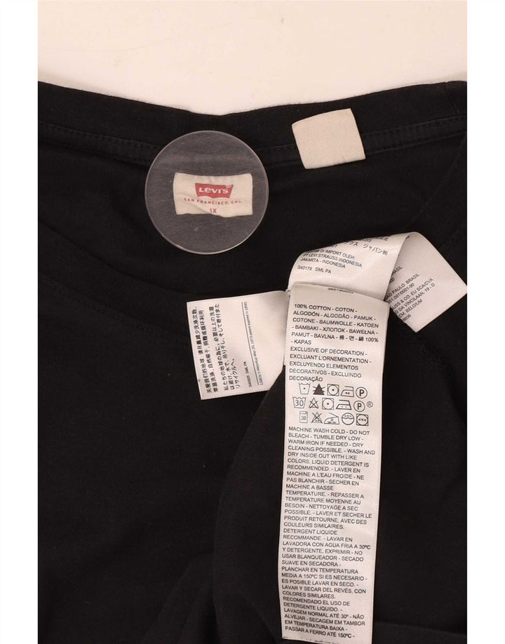 Top feminino Levi's manga comprida UK 18 XL algodão preto