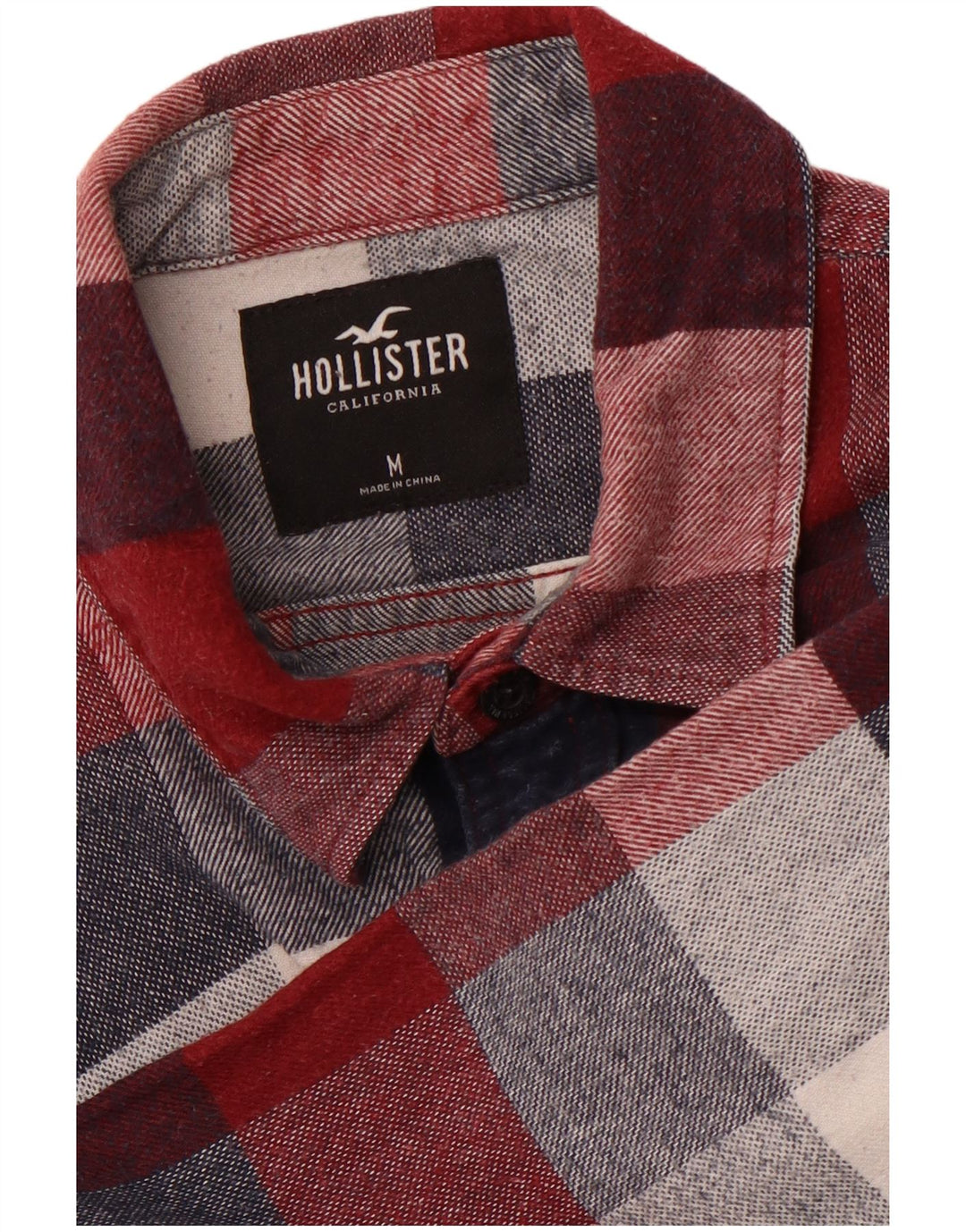Camisa masculina de flanela HOLLISTER média xadrez cor de vinho